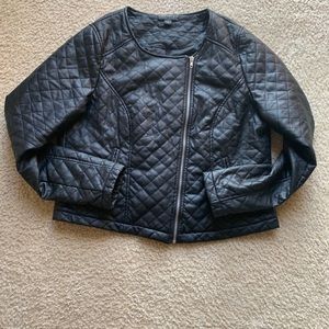 Padded Black Faux Leather Jacket